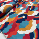 Jersey Stoff Wolken Regenbogen Muster bunt