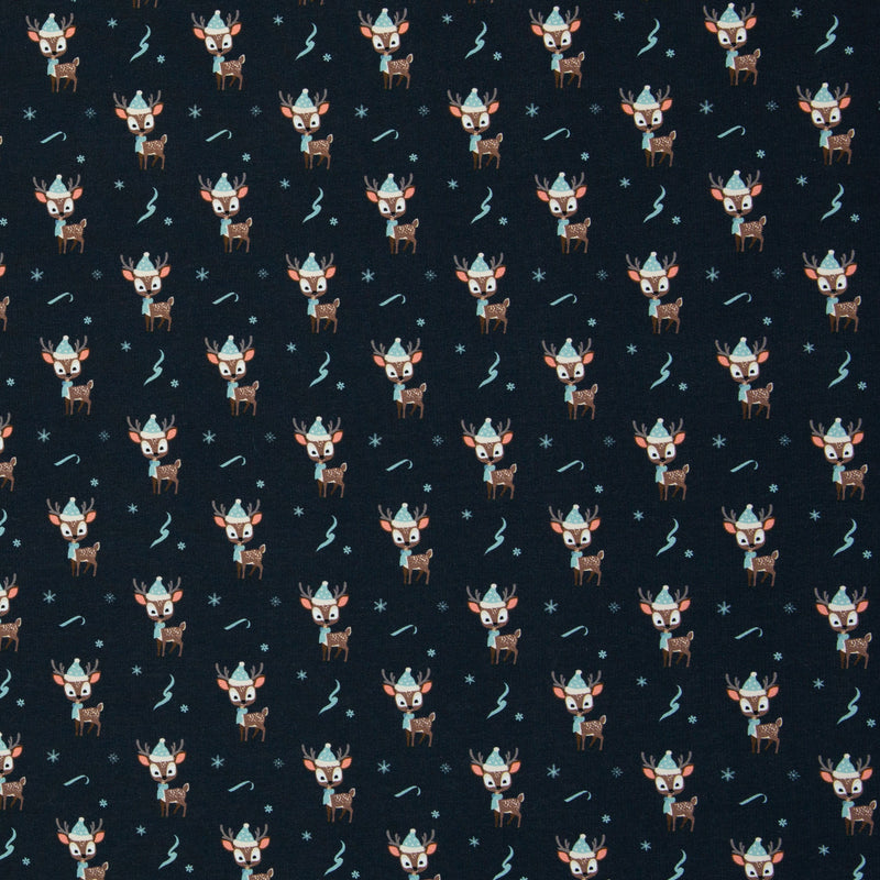 Swafing Holly French Terry Sweat Stoff Weihnachten dunkelblau