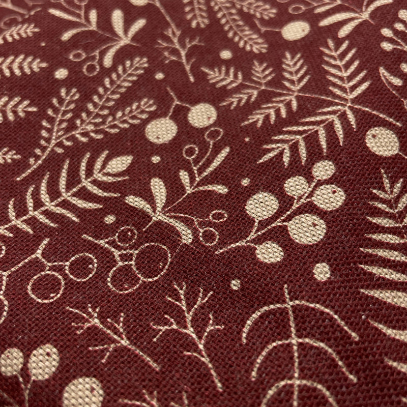 Baumwoll Canvas Stoff winterliches Motiv dunkelrot