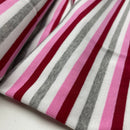 Rippjersey Stoff Streifen rosa grau