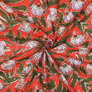 Handgefertigte Batik Baumwolle Blumen orange