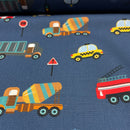 Baumwolle Stoff Fahrzeuge blau Swafing Bill