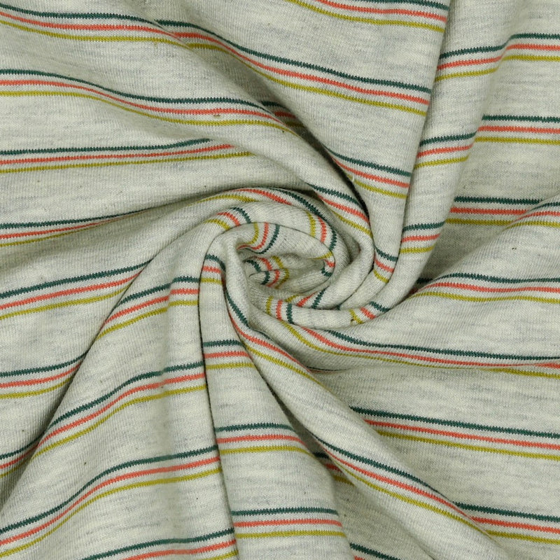 French Terry Sweat Stoff  Streifen grau bunt