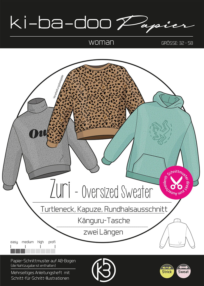 Papierschnittmuster Kibadoo Zuri Oversized Sweater