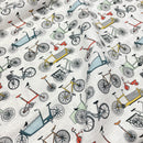 Westfalenstoffe Fahrrad Stoff Baumwolle Fahrräder weiß