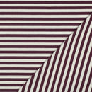 French Terry Sweat Stoff  Streifen Aubergine weiß