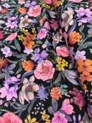 Swafing Elias Jersey Stoff Blumen schwarz