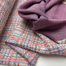Sommer Boucle Stoff kariert orange