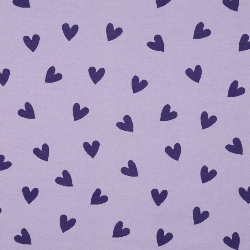 Baumwoll Flanell Stoff Herzen lila