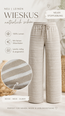 Viskose Leinen Stoff Streifen beige silber