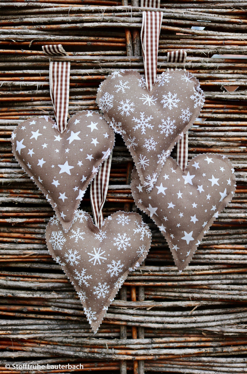 Swafing Wiebke Canvas Stoff Weihnachten Schneeflocke taupe