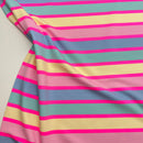 French Terry Sweat  Stoff Streifen neon pink bunt