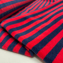 Nicki Jersey Stoff gestreift blau rot