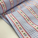 Musselin Double Gauze Baumwolle kariert Blumen blau