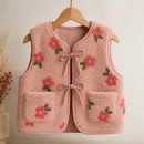 Teddy Plüsch Stoff Jackenstoff Blumen rosa orange