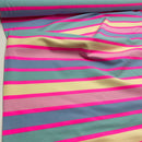 French Terry Sweat  Stoff Streifen neon pink bunt