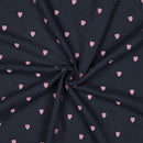Musselin Stoff Double Gauze Stickerei Herzen rosa dunkelblau