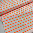 French Terry Sweat  Stoff Streifen neon orange weiß