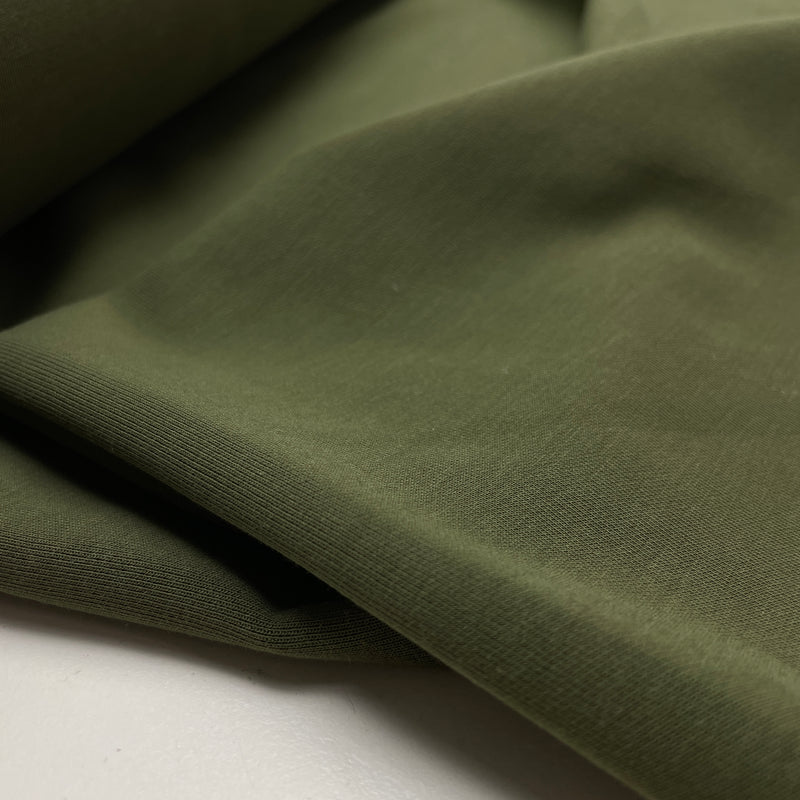 Cotton Interlock Jersey Stoff oliv