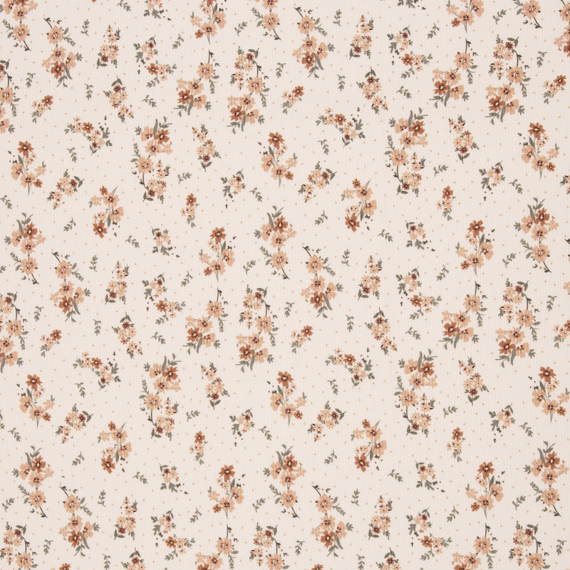 Swafing Mia Rippjersey Stoff Blumen beige