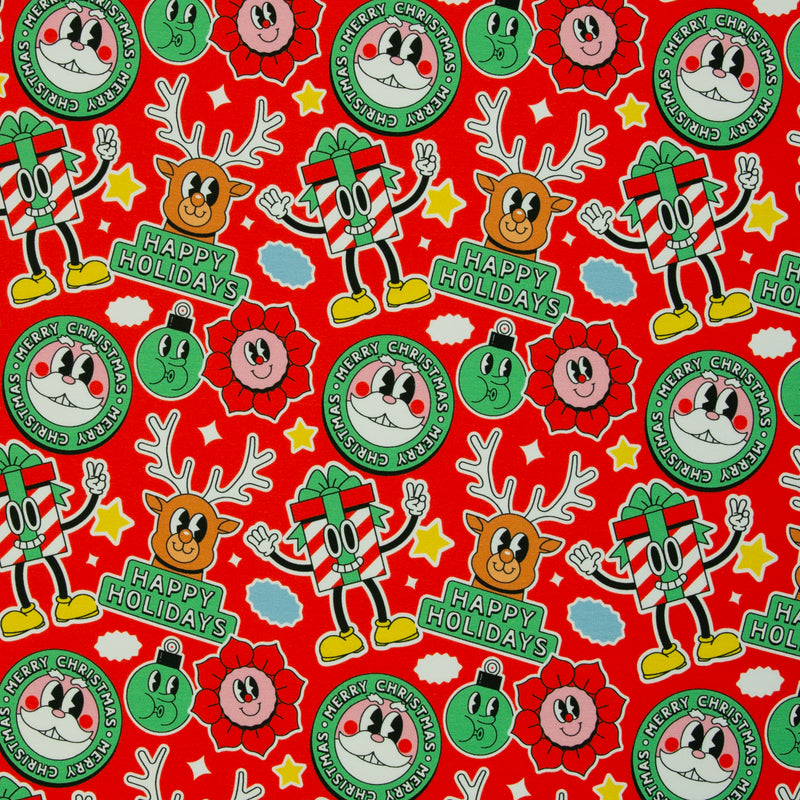 Swafing Holly French Terry Sweat Stoff Weihnachten rot