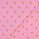 Musselin Stoff Double Gauze Stickerei Herzen rosa neon orange