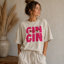 Gin Cin Jersey Panel Stoff beige pink