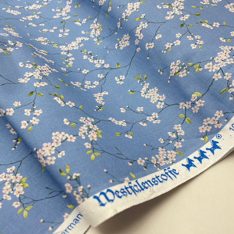 Westfalen Stoff Baumwolle Osaka Blumen blau