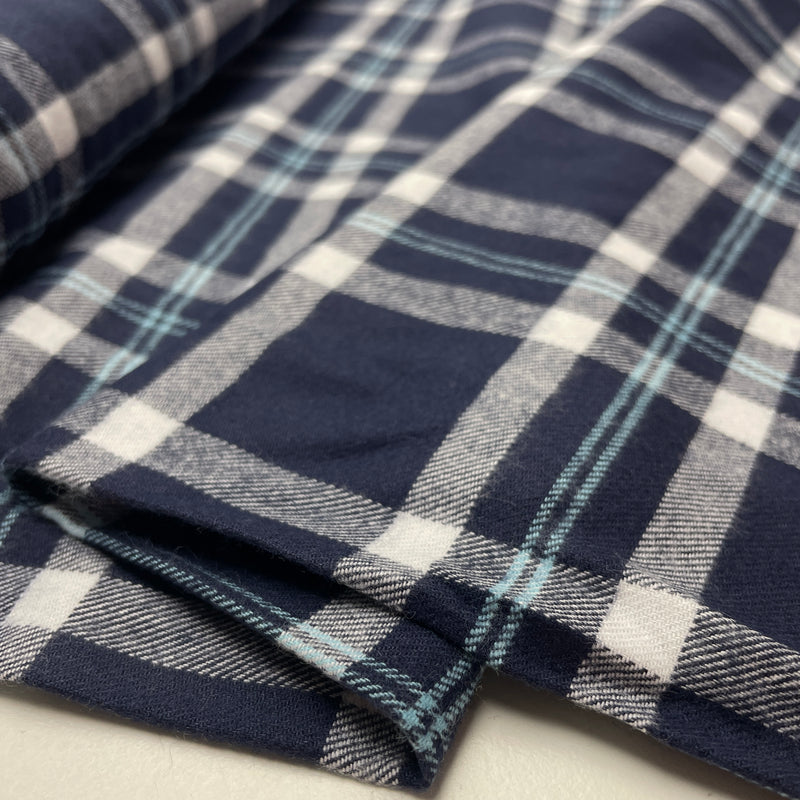 Baumwoll Flanell Stoff Swafing Yukon blau kariert