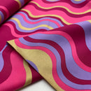 Poppy Stripes Baumwolle Stoff Wellen gold pink