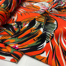 Jersey Stoff Blätter Muster orange