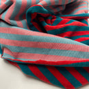 Nicki Jersey Stoff gestreift rot petrol