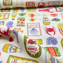 Canvas Stoff Sommer Mediterran hellgelb bunt