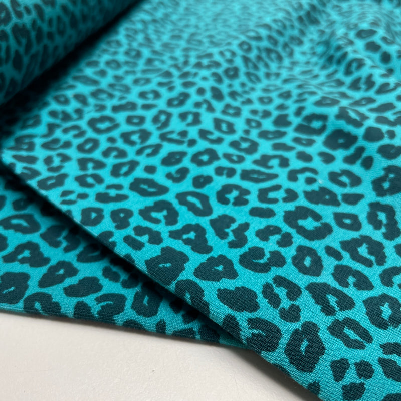 Swafing Cleopatra Jersey Stoff Leo Animalprint türkis