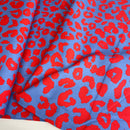 Ilja Fabrik Canvas Baumwolle Stoff Leo Muster Animalprint blau rot