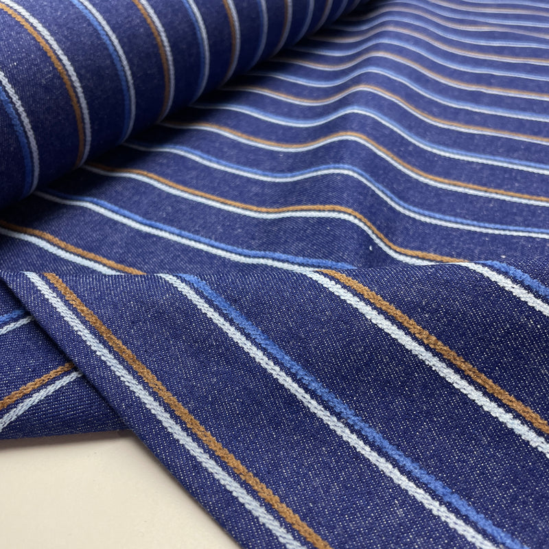 Jeans Baumwolle Webware Stoff Streifen blau