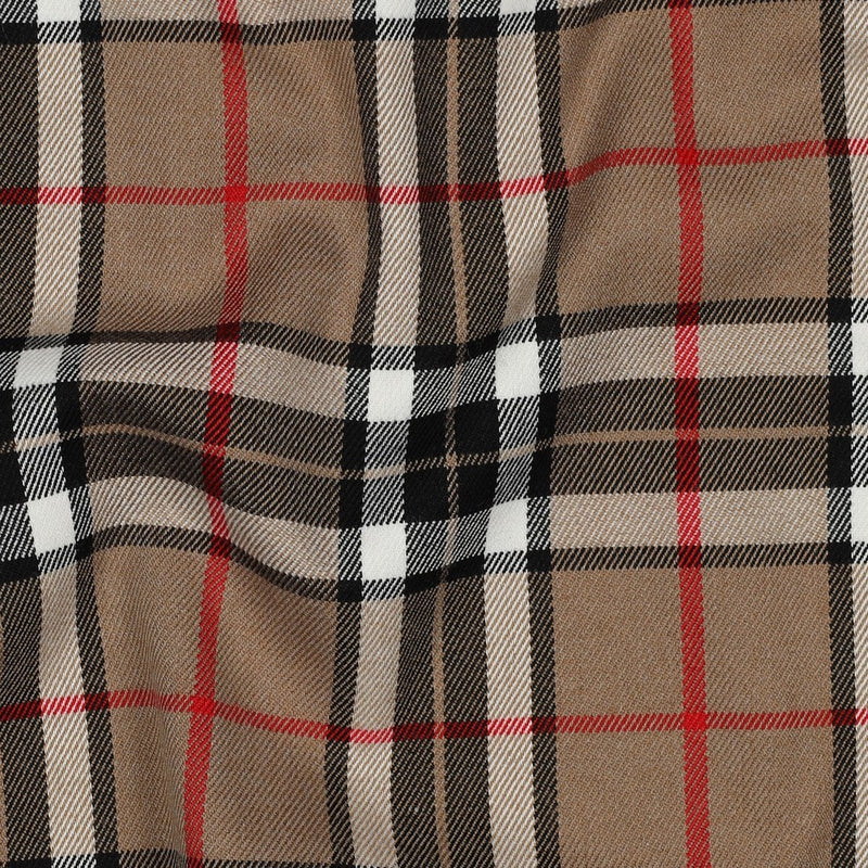 Tartan Check Bekleidungsstoff Stoff kariert beige rot