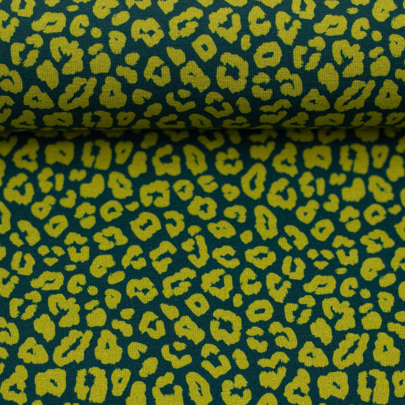 Swafing Cleopatra Jersey Stoff Leo Animalprint grün