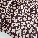 Ilja Fabrik Canvas Baumwolle Stoff Leo Muster Animalprint aubergine creme