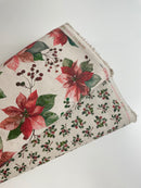 Poppy Christmas Canvas Deco Stoff Weihnachten Holly Ilex beige