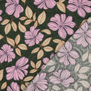 Cotton Satin Baumwolle Blumen grün