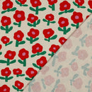 Jennifer  Bouron Rippjersey Stoff Blumen Muster rot
