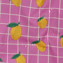 Poppy Design Beschichtete Baumwolle Stoff kariert Zitronen rosa