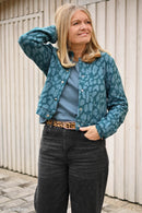 Swafing Emily Jacquard Jersey Stoff Leo Muster petrol