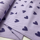 Baumwoll Flanell Stoff Herzen lila