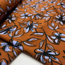 Punta di Roma Jersey Stoff Blumen braun