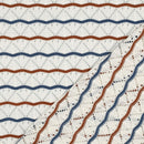 Strick Ajour Jacquard Stoff Streifen ecru