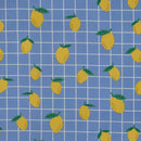 Poppy Design Beschichtete Baumwolle Stoff kariert Zitronen blau
