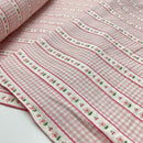 Musselin Double Gauze Baumwolle kariert Blumen rosa