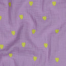 Musselin Stoff Double Gauze Stickerei Herzen flieder neongelb
